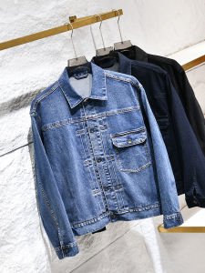 Retro Washed Mens Casual Denim Jacket New Autumn Fashion All-Match Workwear Loose Fit Long Sleeve Youthful Vitality Straight Hem