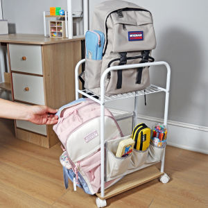 Student Childrens Books Storage Rack Schoolbag Storage Rack Movable under Table Trolley Home Desk Handy Gadget