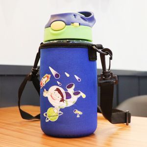 Childrens Straw Cup,480ML School Student Pupils Carry Plastic Cups Anti-fall Water Bottle Tumbler Sippy Cup Baby Spill-Proof Duckbill Sippy Cup Kids Cute Bottle