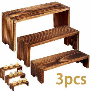 3Pcs Wooden Display Rise 3 Size Display Risers Perfume Dolls Collectibles Organizer Wood Display Shelf For Wedding Party Decor