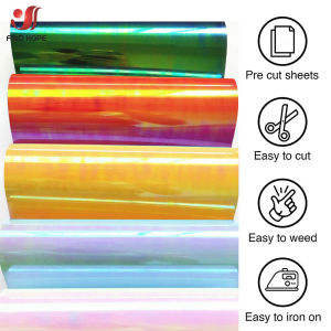 50*100cm Holographic Iridescent Heat Transfer Vinyl Roll Iron-on Heat Press T-shirt Film HTV Printing Clothing for Cameo