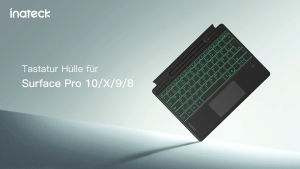 Bàn Phím Bluetooth Cho Surface Pro X/8/9/10/11 Inateck KB05114 Touchpad Đa Điểm Đèn Nền 7 Màu Từ Tính