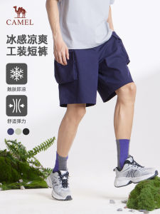 Camel Mens Workwear Short Pants Summer Loose Thin Elastic Casual Sports Five-Point Pants Cool Sensation Loose Fit Short Length