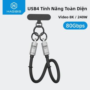 Dây Đeo Cổ Tay Cáp USB4 Hagibis USB C Sang Type-C 240W 80Gbps Sạc Nhanh Dành Cho Thiết Bị Di Động Thunderbolt 4/5 iPhone 17 Pro SSD