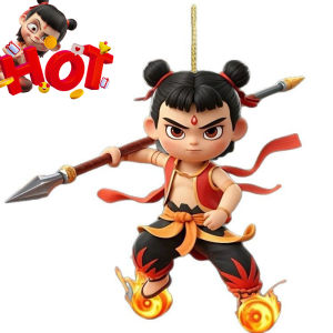 【WOKEN】🔥Hot🔥2PCS Nezha Car Pendant Acrylic Keychain Lanyard Chinese Animation Popular Decoration Cartoon Backpack Pendant 哪吒
