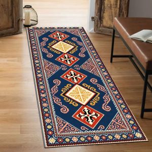 VIKAMA Ethnic Style Floral Long Strip Corridor Runner Carpet Durable Passageway Mat Bedroom Bedside Rug Home Decoration