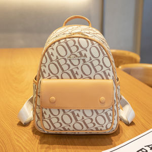 Fashionable Small Size Soft Leather Printed Womens Backpack 2024 New Korean Style Versatile Commuting Bag Casual Retro Style