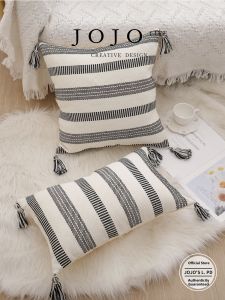 Nordic Style Pure Cotton Tassel Cushion Office Lumbar Pillow JOJOS L PD Square Shape Home Decorative Pillow Case