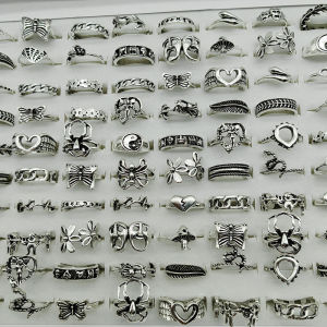 30pcs/lot Gothic Punk Ring Set For Women Men Fashion Butterfly Heart Snake Design Match Rings Daily Wear New Party Jewelry Gifts
