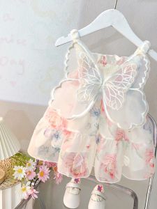 Váy Công Chúa Cánh Bướm Mùa Hè Cho Bé Gái Váy Dây Thời Trang Mới 2025 Váy Nữ Sinh Bằng Lụa Phong Cách Hàn Quốc Có Chi Tiết Bướm