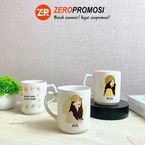 Mug Keramik Custom Karakter Perempuan – Tanpa Hijab