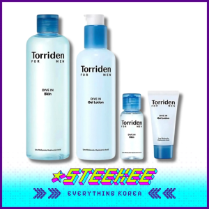 Torriden Dive-In For Men Low Molecular Hyaluronic Acid Skin Toner Gel Lotion Set with Travel Size by Steekee Korea 2439
