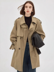 fano studios | Áo Khoác Trench Ngắn Phong Cách Retro Pháp Thu