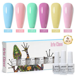 Arte Clavo 8ml Colourful 6PCS Gift Box Set Nail Gel Polish Kit Gel Semi Permanent UV Led Gel Varnish Soak Off Nail Base Top Coat