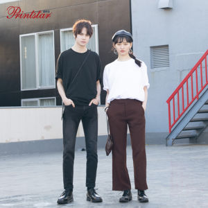 Printstar | Oversized Drop-shoulder Round Neck Short Sleeve Cotton T-Shirt