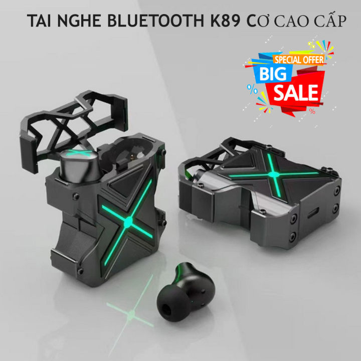 Tai nghe bluetooth không dây chơi game K89, vỏ kim loại và nắp bật có