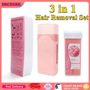 DECINIEE 3 In 1 Roller Depilatory Hair Removal Waxing Kit Wax Heater Facial Body Hair Remover Professional Epilator Machine Square Heater