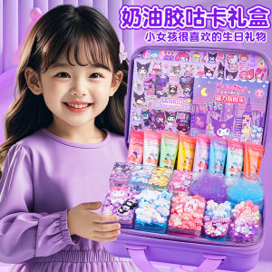Luxury DIY Handmade Gel Slime Sticker Kit Girls Stationery Toy Bookmarks Adhesive Decals Sanrio Characters Gift Box for Kids