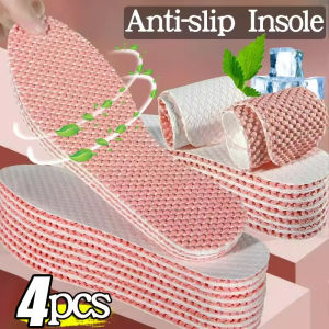 4Pcs Deodorizing Insole Women Summer Breathable Anti-slip Running Sports Shock Absorption Shoe Sole Comfortable Insert Cushion