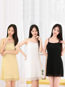 White Ice Silk Vest Underdress for Cheongsam Sleeveless Loose plus Size Nightgown Womens Fashion Summer Polyester Fiber