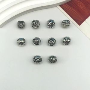 10 Chiếc Hạt Cách Điệu Tròn Lỗ Lớn Cổ Điển Làm Từ Hợp Kim Kim Loại Dùng Cho Làm Vòng Tay Vòng Cổ Trang Sức Tự Làm Phụ Kiện Hạt Rời