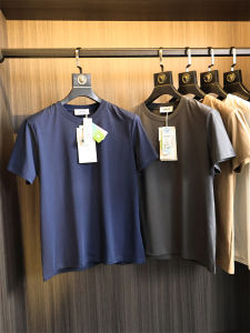 Fain Mens round Neck Short Sleeve T-Shirt Breathable Skin-friendly Cotton Summer Fashion Urban Sport Modern Style Pure Color