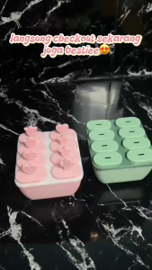 FYHL0788 Cetakan Es Krim 8 Lubang Gagang Karakter Cetakan Jelly 8 Slot Es Loli DIY