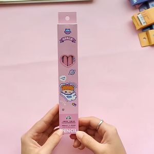 Cartoon HB Pencil Student Stationery With Eraser Pencil 4pcs In 1Box