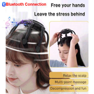 เครื่องนวดศีรษะหัวนวดไฟฟ้า PASTSKY เครื่องนวดหัวปลาหมึกพร้อมเพลงบลูทูธ4โหมดที่เกาบำบัดหัว Relief ความเหนื่อยล้าของศีรษะปรับปรุงการนอนหลับผ่อนคลาย