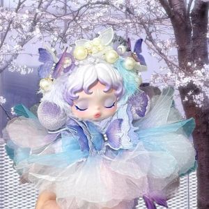 ชุดกระโปรงนางฟ้าสุดหรูสไตล์สวนดอกไม้พร้อมที่คาดผมรูปผีเสื้อและดอกไม้ สำหรับตุ๊กตา Skullpanda Light Weaving Garden  ชุดอุปกรณ์เสริมสำหรับเปลี่ยน