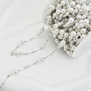 Handmade Crystal Pearl Gourd Shaped Necklace Jewelry Chain DIY Accessory Material Loose Chain Fashionable Hairpin Parts