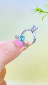 Nhẫn Moissanite Mỹ D/FL màu trắng kiểm định GRA kiểu 4 chấu chủ 6-6.3mm Nhẫn bạc nữ xi bạch kim đẹp Nhẫn kim cương nhân tạo moissanite màu xanh thiết kế sang trọng và đẳng cấp - KIM LỘC PHÁT N4CT6L