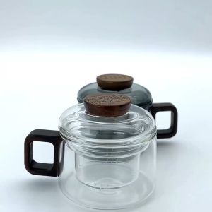 High Borosilicate Glass Tea Cup 200ml Wooden Handle Anti-Scalding Exquisite Mini Pier Cup Thickened Glass