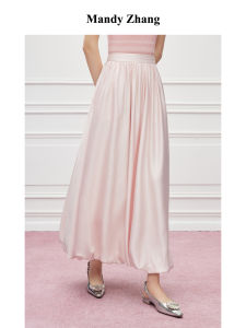 Pink High-end 3D Flower Bud A-line Midi Skirt