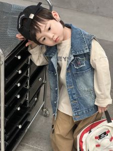 Cool Trendy Boys Denim Vest: New Style Children Outwear