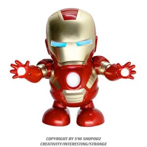 Shi Home! 1-2 Years Old Electric Swing Singing Luminous Spider-Man 62 Dancing Iron Man Robot