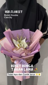 HER.FLORIST Double Cala Lily Soap and Dried Flowers Bouquet / Buket Bunga Sabun Cala Lily dan Bunga Kering/ Buket Wisuda