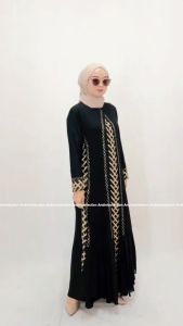 Gamis Abaya Turkey Dewasa Muslim Hitam Putih Amarta 154 Bordir dan Payet Ceruti Andinicollection