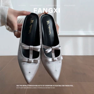 French Bow Pointed Toe High Heels Platform Womens Shoes