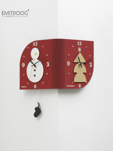 Creative Double-Sided Wall Clock Nordic Style Living Room Corner Clock No Drilling Required EMITDOOG Brand Home Decor Accessory