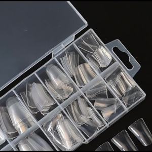 120Pcs Clear Duckbill Fake Nail Tips Full Cover False Fingertips 12 Sizes Press On Nails Extension for Manicure Salon Supplies Y
