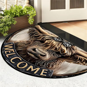 VIKAMA Highland Cow Welcome Door Mat Anti-Slip Washable Entry Mat Kitchen Bedroom Carpet Home Decoration