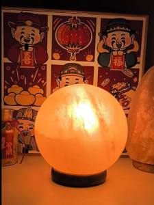 Natural Himalayan Salt Lamp Sphere Lucky Bead Crystal Night Light Bedroom Table Lamp Home Decor Gift