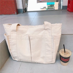 Interesting Lin Korean Style Lazy Canvas Tote Bag Large Capacity Commuter Single Shoulder Bag Womens Fashion Summer Bag