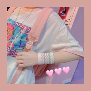 Adorable Rainbow Striped Arm Sleeve Sporty Breathable Scar Covering Cute Loli Hand Accessory Youthful Summer Fashion for Girls
