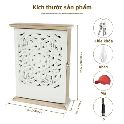 Tủ Đựng Chìa Khóa Bằng Gỗ Cổ Điển Treo Tường Hộp Đựng Chìa Khóa Tối Giản Có 6 Móc Lưu Trữ Thân Thiện Với Môi Trường Để Trang Trí Văn Phòng Tại Nhà