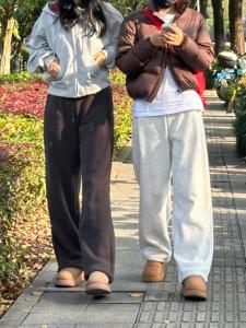 Thickened Fleece Straight Leg Casual Pants Womens High Waist Long Trousers Slimming Effect Pear Shape Body Winter Commute Style