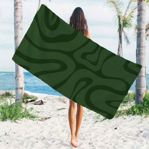 Dark Green Swirl Beach Towels Ultra Lightweight Quick Drying Super Absorbent Summer Essential Fast-Drying Towel for Beach
