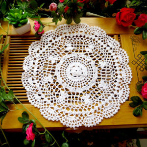 Handmade Cotton Lace Crochet Round Table Mat – Central European Style Hollow-Out Woven Doily for Dining Table Decoration