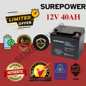 Surepower Maintenance Free Sealed Lead Acid Battery (12V 40AH) UPS Fire Alarm Barrier Gates